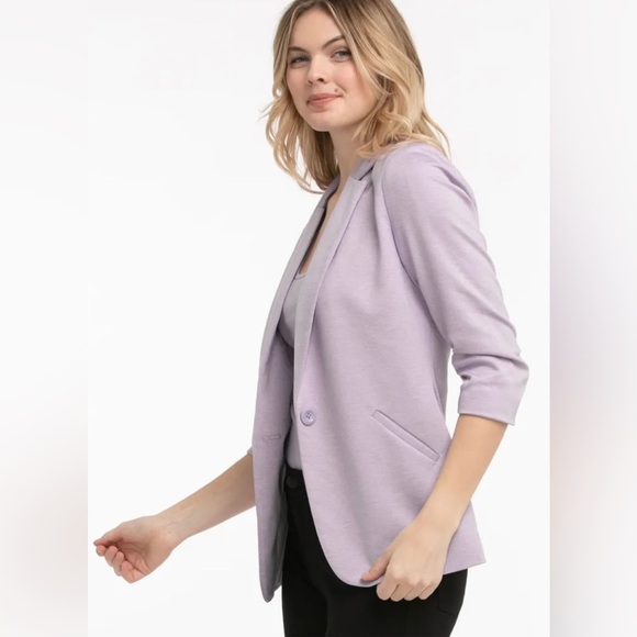 Ricki’s blazer lilac ruched‎ 3/4 sleeves notch collar single button - Picture 3 of 14